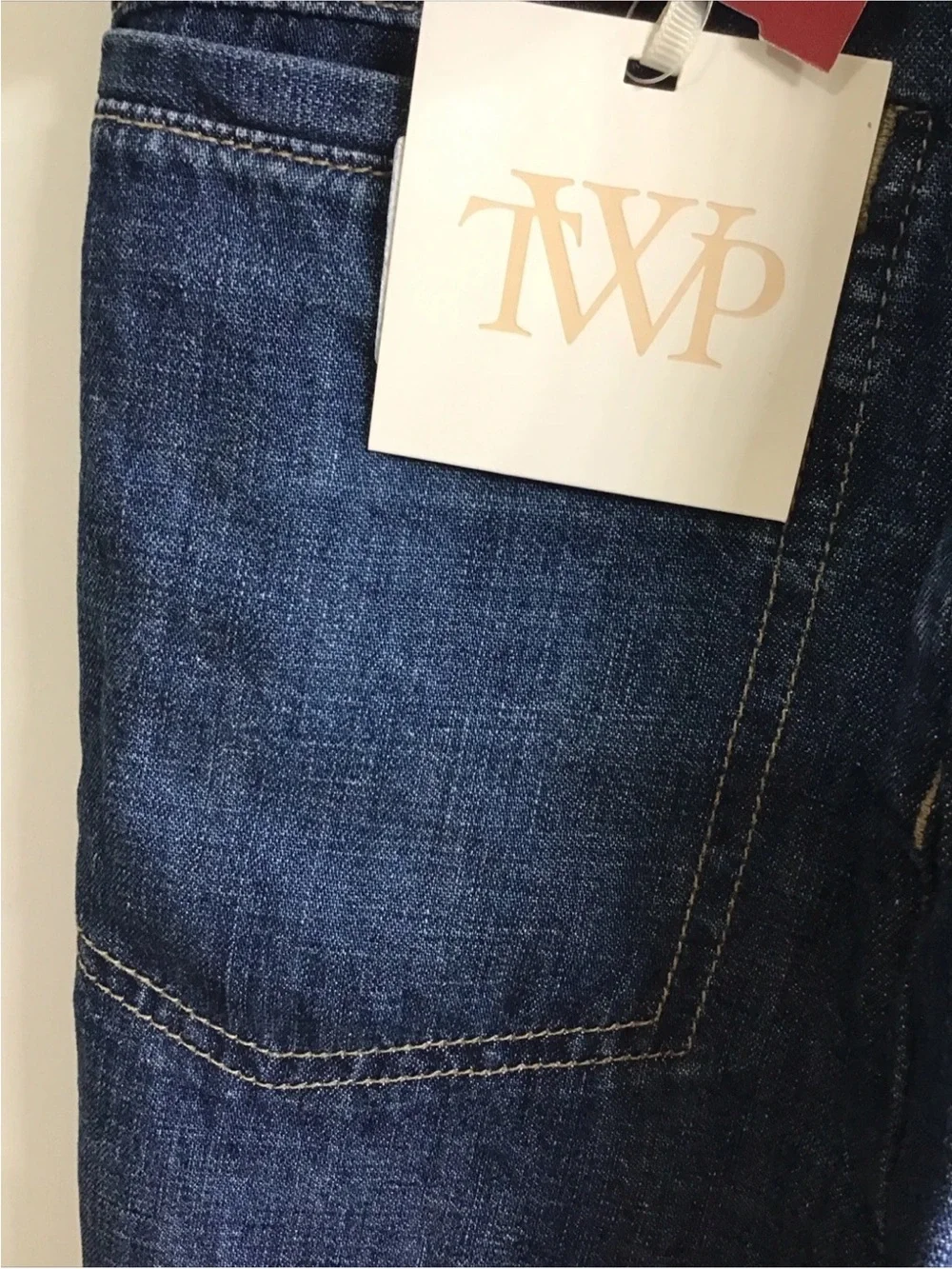 NWT TWP Greene St. Wide Leg Linen Blend Pants Dark Wash Blue Cotton $495 Size 29 - Picture 9 of 11